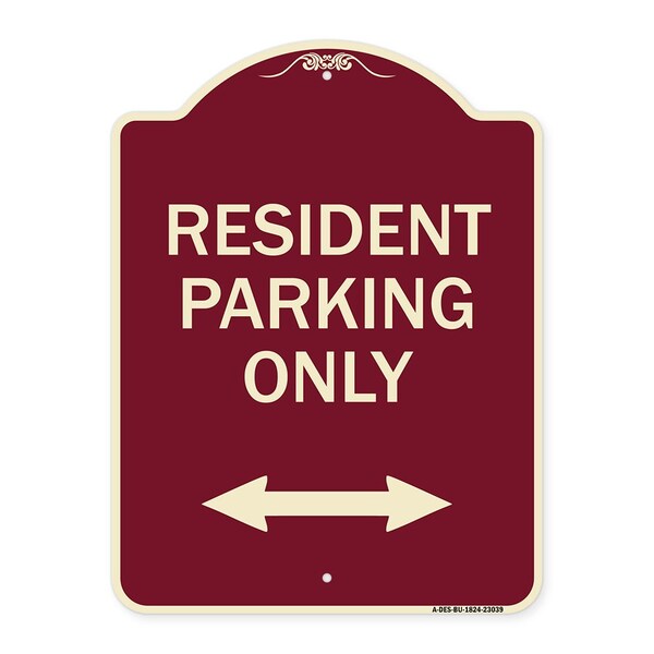 Reserved Parking Resident Parking Heavy-Gauge Aluminum Architectural Sign, 24" x 18", BU-1824-23039